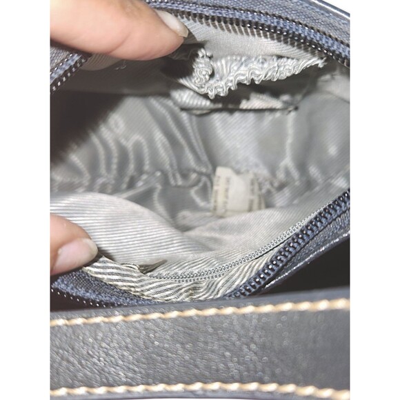 No Brand All Weather Leather Navy Blue Smooth Small Crescent Bag Purse 9.5"x5.5" - Picture 4 of 6